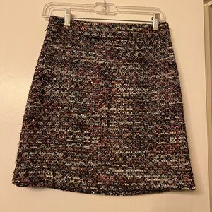 Ann Taylor Multicolored Metallic Tweed Skirt